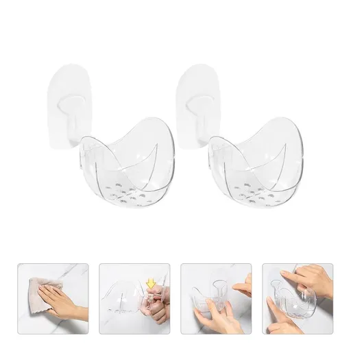 2Pcs White Powder Puff Holder Wall Mounted Makeup Sponge Storage Rack for Home Use with Ventilated Design