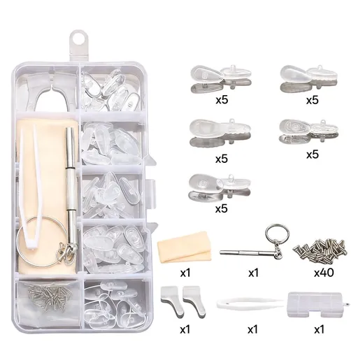 25 Pairs Eyeglass Nose Pads,Soft Silicone Nose Pads for Glasses,Screw-On Nosepads with Fixing Tools,Pressure-Free Anti Slip Eyeglass Nose Pads for Glass