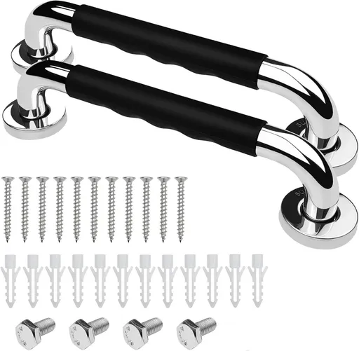 2 Pieces Toilet Grab Bars - 30 cm - Wall Grab Bar - Non-Slip Bathroom Grab Bars - Shower Grab Bars - Non-Slip Grab Bar - Toilet Grab Bar - Bathroom Grab Bars - Extra Grip - Stainless Steel Grab Bar for Shower - Shower Grab Bar - for the Elderly/Disab