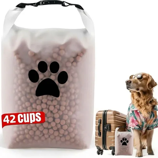 Portable Pet Food Travel Storage Bag Roll-Top Sealed Moisture-Proof Food Dispenser for Camping Hiking Road Trips and Outdoor Adventures with Pets (L(2PCS))