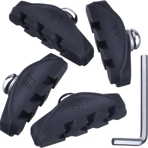 2 Pairs (4 Pieces) Bike Brake Pads, Rubber V-Brake Pads for Mountain & Road Bicycle,Quiet & Non-Skid Cycling Accessories for Enhanced Safety,50mm,Black