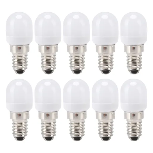 10Pcs E14 Light Bulb Stainless Steel 1.5W 220V LED Bulb for Chandelier Ceiling Cabinet Wall Table Lamps Warm White Light