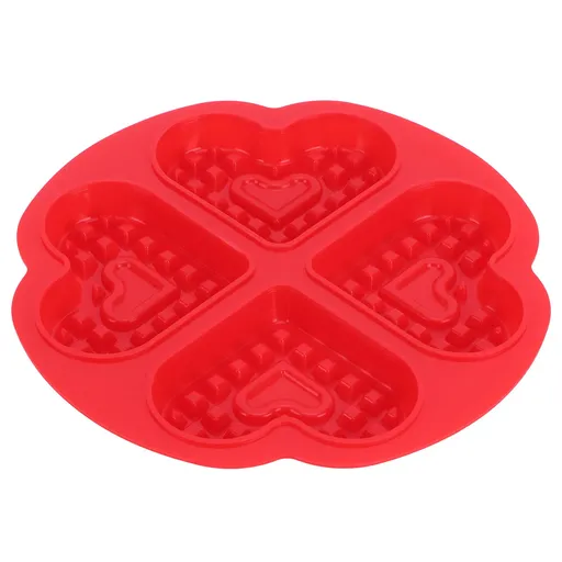 DIY Waffle Mold Reusable Silicone Muffin Cake Mould Baking Utensil Kitchen Accessory(4Grid HeartShape )