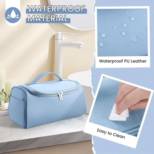 Large Makeup Bag,PU-Leather Water-resistant Toiletry Pouch,Portable Travel Essentials Case,Make up Bags for Women Girls