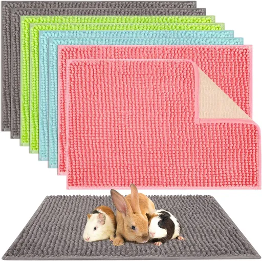 8 Pcs Guinea Pig Cage Liner for Guinea Pig Cage Bedding Reusable Rabbit Mat Pad Washable Training Pad Animal Sleeping Bedding Mat(16x12'',Gray, Green, Pink, Blue)