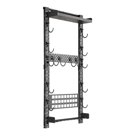 Gun Rack Wall Mount, Heavy Duty Steel, Indoor Rifle Shotgun Rack with Magazine Holder, MOLLE Panel, Gun Accessories Display Storage Holder, Hold Up to 5 Rifles or Shotguns, for Tactical Gear
