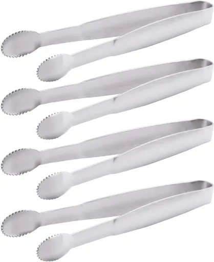 5" Mini Serving Tongs Set, Tiny Stainless Steel Small Tongs for Appetizers, Tea Party, Coffee Bar, Desserts, Set of 4