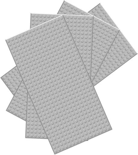 Classic Baseplates Building Brick -10 "x 5" ，Compatible with Most Major Brand Bricks, Used for Substrates Towers, Desktop Bases(4-Pack, Light Grey) 4-pack, Grey