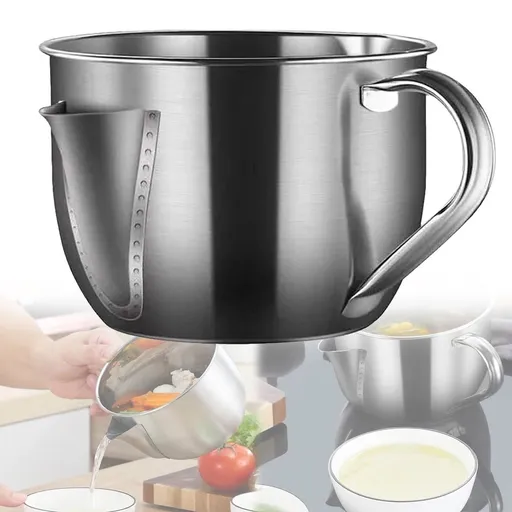 500ml Gravy and Sauce Separator with Dual Spout Design, Stainless Steel Fat Strainer for Broth, Soup, Stew, Hot Pot, Cool Touch Handle