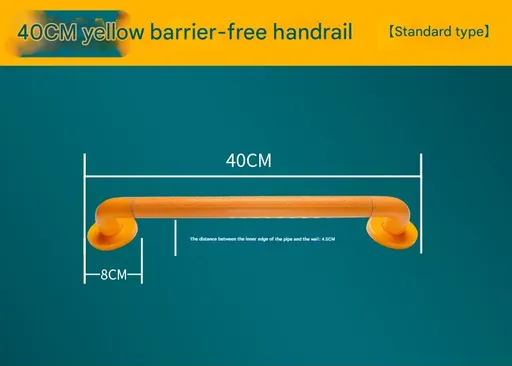 2pc Heavy-Duty Anti-Slip Safety Grab Bar with Luminous Rings - Stainless Steel Core Bathroom Handrail(yellow 40cm)