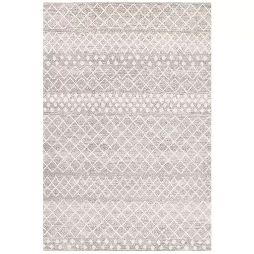 Silver Oasis Rug 230 x 160cm - Bohemian Tribal Design, Easy to Clean Polypropylene