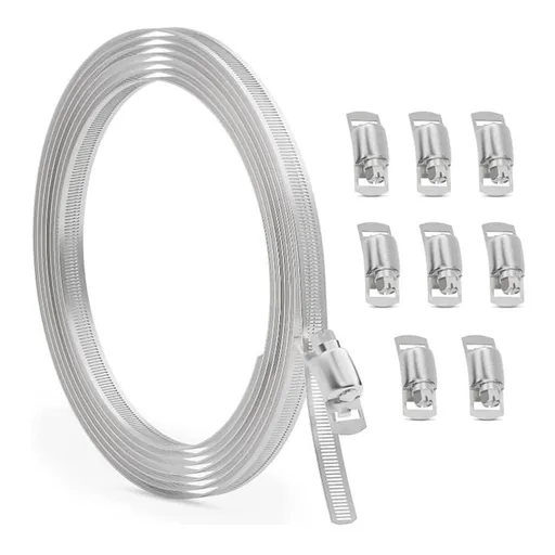 10FT Stainless Steel Hose Clamp Assortment Kit,Worm Gear Band Hose Clamp Screw Pipe Clamp for Duct,Tube and Fuel Line
