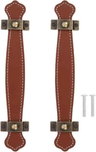 2pcs Vintage Replacement trunk handles leather cabinet handles drawer leather handle Luggage Handle Strap, Brown, Size 2, (632TO04N4SLG6O33FGRH8M)
