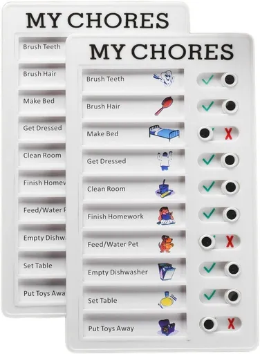 2 Pieces Chore Chart for Multiple Kids,Daily Chore Schedule for 2 Kids，Memo Checklist Plan Board Detachable Plastic
