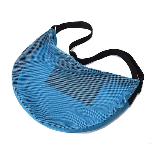 Sports Equipment Bag with Zipper for Volleyball, Football, Basketball - Adjustable Mesh Bag for Sports Gear - Lake Blue