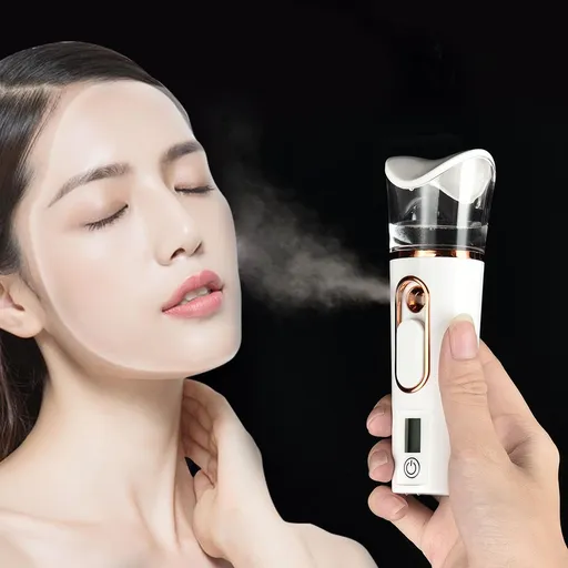 Nano Facial Mister with Skin Analyzer Moisture Tester, Portable Mini Cool Face Mist Steamer with USB, Handy Facial Sprayer