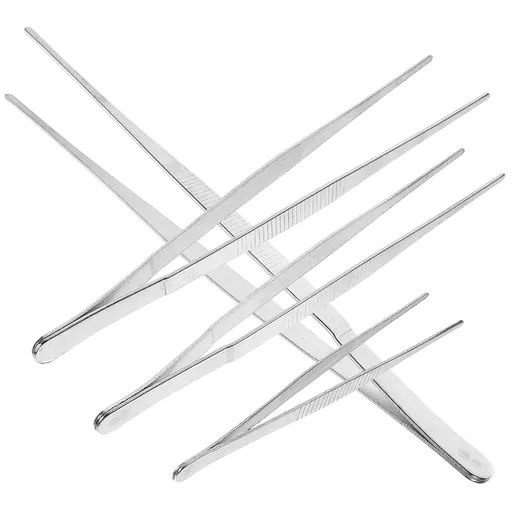 4 Pcs Stainless Steel Tweezers Gardening Bonsai Tools Forceps