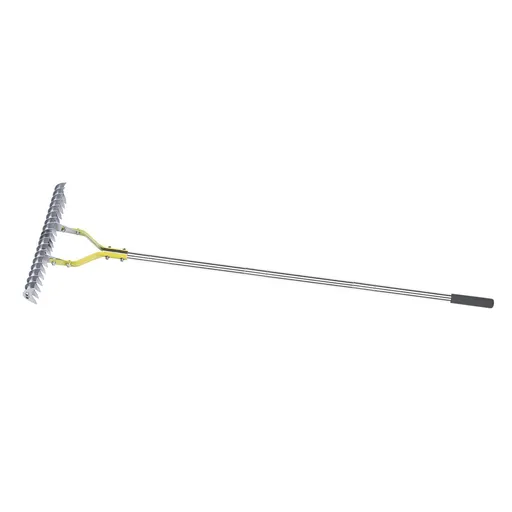 Thatch Rake 15in Wide Stainless Steel High Efficiency Ergonomic Dead Grass Rake for Fallen Leaves Dead Branches