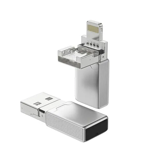 2-in-1 8pin USB Memory Card Reader for Phone/Pad, Silver Optional