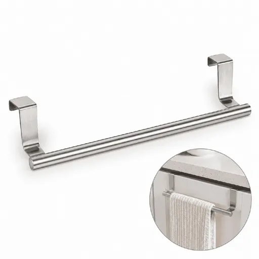 Towel Rack for Cabinet,Strong Stainless Steel Towel Hanger,Kitchen over Cabinet Towel Bar Holder,9 inch Brushed Towel Rack for Bathroom,Wide,Silver