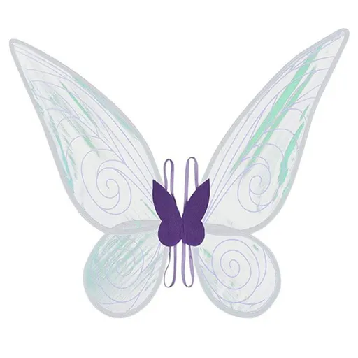 Purple Fairy Shimmering Butterfly Wings Costume with Elastic Shoulder Strap – Iridescent Translucent Angel Dress-Up Wings, Lightweight and Foldable for Girls, Princess Party, Halloween & Cosplay Accessory
