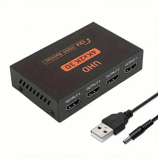 1 In 4 Out 4K HDMI Splitter with AC Adapter