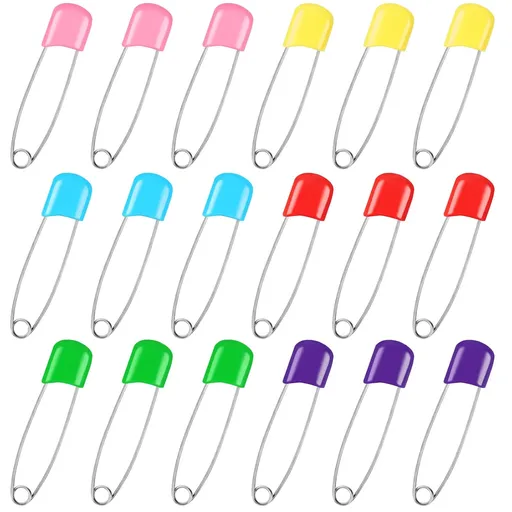 100 Pcs Diaper Pins, Baby Safety Pins, Diaper Pins for Cloth Diapers, Heavy Duty, Stainless Steel, ABS Plastic, Colorful (Red, Yellow, Pink, Blue, Green, Purple), 2.2in, Safe Locking Closures