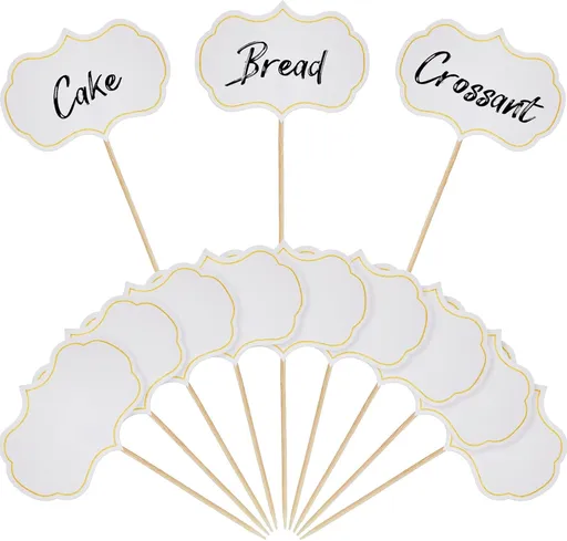 50 Pieces Cheese Markers for Charcuterie Board Buffet Labels Food Tags Blank Toothpick Flags Appetizer Signs Chalkboard Cupcake Toppers Picks for Wedding Birthday Party Decorations (White)