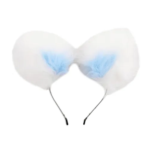 House Of Dasein Sweet Pastel White Faux Fur Fox Cat Puppy Ears Headband Bdsm Cosplay - Blue