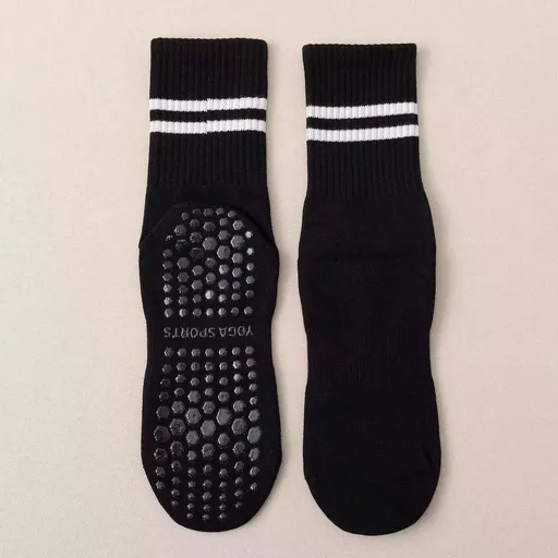 3-Pack Black Anti-Slip Yoga Socks - Grippy Non-Slip Pilates Dance Fitness Socks for Women