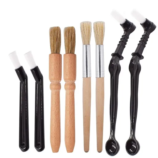 8pcsCoffee Brush Set Professional Espresso Brush Kit Include Wooden Coffee Grinder Machine Cleaning Brush and Nylon Brush