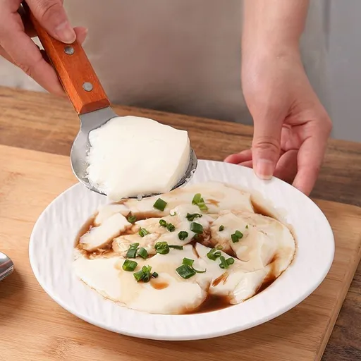 Multifunctional Stainless Steel Rice Spoon Wood Handle Easy to Clean 1Set