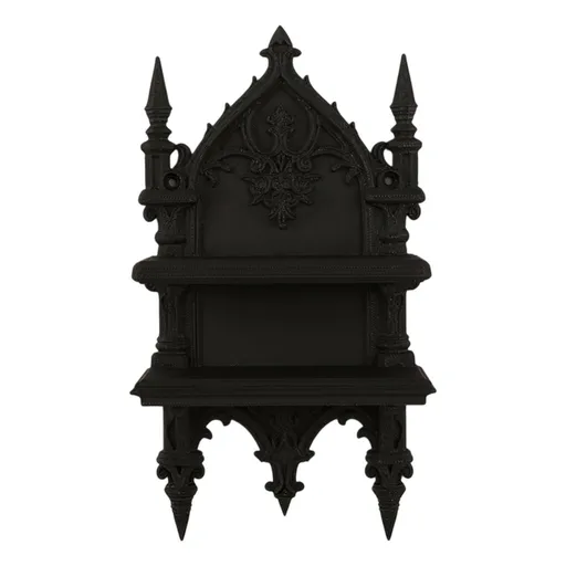 Double Gothic Wall Shelf Perfect For Displaying Decoration Items Dark Style Plastic Materials Simple Install Stand