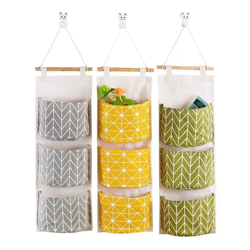 3Pcs Wall Hanging Storage Bag，Waterproof Over The Door Closet Organizer Linen Hanging Pocket Organizer Width Pockets for Bedroom