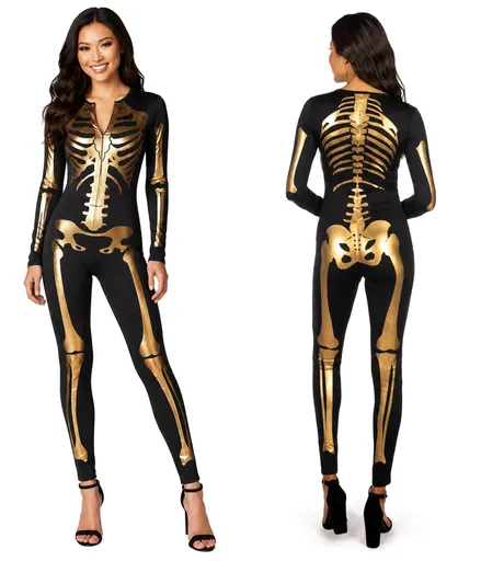 Stunning Skeleton Bodysuit for Halloween Costume Parties, Cosplay Events & Spooky Season Celebrations, M (Burnt Sienna)