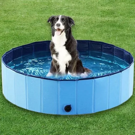 Foldable Dog Pet Pool Bathtub, Blue, M