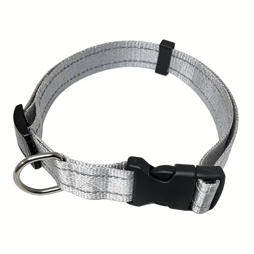 Reflective Dog Collar with Adjustable Nylon Webbing – Safe & Visible Pet Gear for Walks, Outdoor Adventures, and Nighttime Visibility (S, Red)