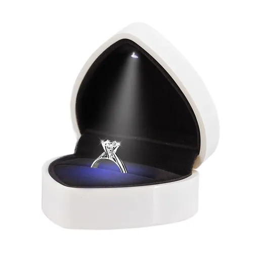 Engagement Ring Box Earrings Coin Jewelry Ring Box Case with LED Lighted up for Proposal Engagement Wedding Gift