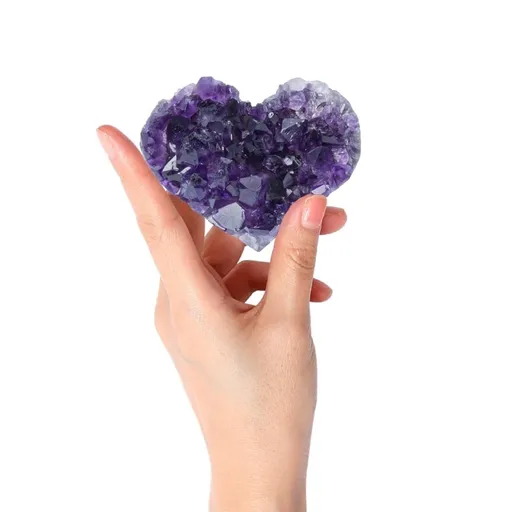 Purple Amethyst Crystals,1.5-1.9in Natural Heart Geode Stone, Amazing Spiritual Healing Amethyst Crystal Cluster Energy Stone Decoration Reiki Stone for Room Decor,Healing Stones