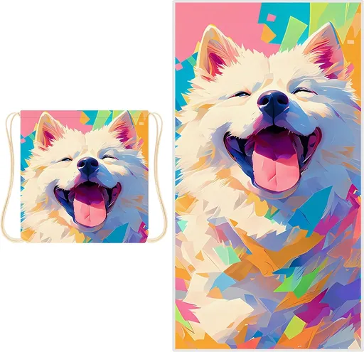 Beach Towel - 2-in-1 Foldable Beach Towel Backpack - Printed Bath Towel - Convertible Beach Mat & Carry Bag - Perfect Companion for Camping, Yoga & Travel（Pup）