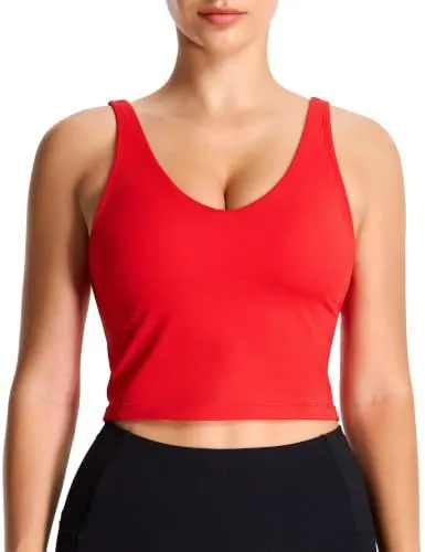 Women's Longline Sports Bra for Yoga, Running, Fitness and Daily Activities, S (Red)