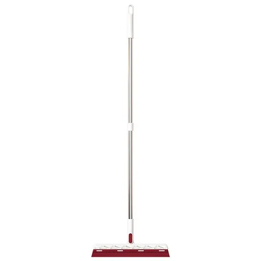 Red 2 in 1 Floor Squeegee Broom - 102cm Long Handle 32cm Double Sided Cleaning Head with 180 Degree Rotation for Water, Hair, Floors, Windows and Bathrooms