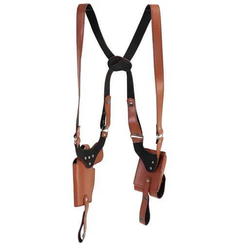Dual Gun Shoulder Holster,Leather Concealed Gun Pouch with Adjustable Strap for Height Festival Gift Cosplay