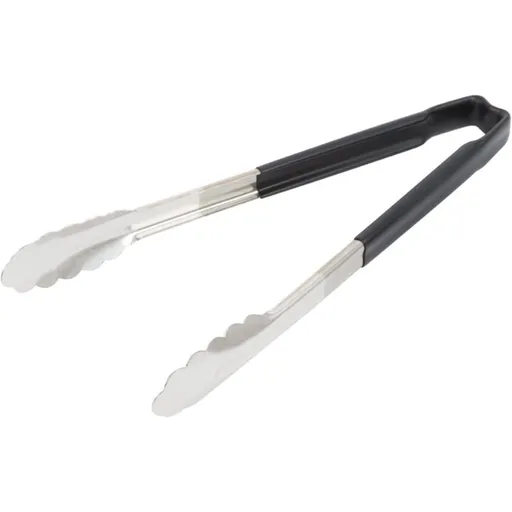 10in Stainless steel food clip, cake clip, baking bread clip, steak clip, barbecue clip, kitchen tool（Black）