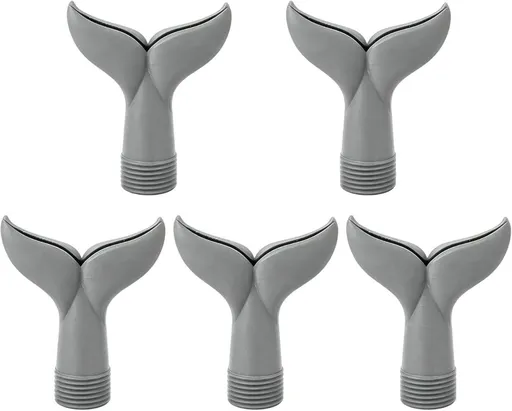 5-Piece Threaded Pool Fountain Nozzle Set for Water Feature Display, 5 Piece Fishtail Heads for Poolside Display Areas Pool Fountain Nozzle Fishtail Head Water Feature Decorative Backyard Threaded Head Set - Gray - Size 95mm