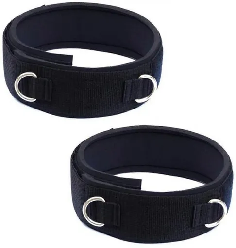 2Pcs Set Fitness Ankle Straps for Cable Machines, Adjustable Comfort Fit Neoprene Fitness Exercise Accessories Double D-Ring Thigh Ankle Straps Cuff
