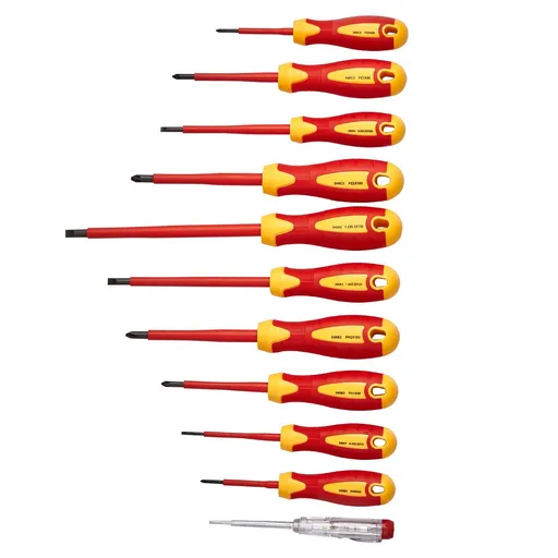 Insulated Screwdriver Set, 11-Piece Professional Electrical Screwdriver Set, Insulated Electrician Tool Set with Magnetic Phillips Slotted Pozi Tips, Voltage Tester, for Electrician Repairs