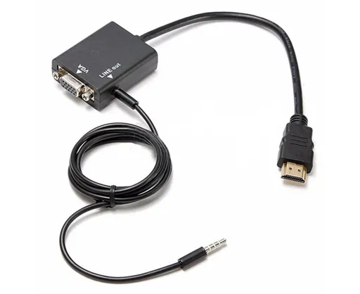 1080P HDMI-compatible to VGA Multi-Display Video Converter Adapter Cable for PC DVD HDTV - Black