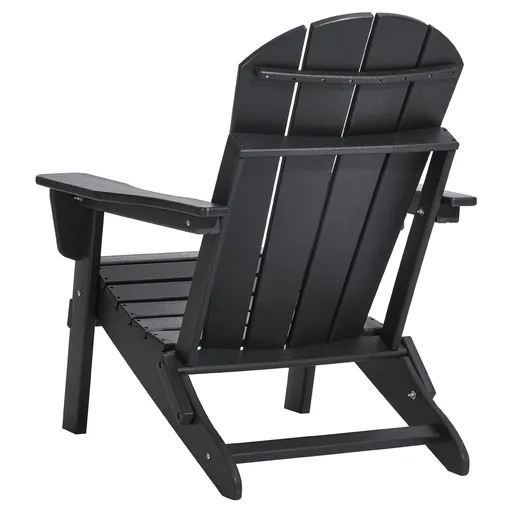 Adirondack Chair Plastic, Set of 2 All-Weather Portable Folding Fire Pit Chair, Outdoor Adirondack Patio Chair with Cup Holder, with Relaxing Arm Rest Ergonomic, for Garden, Backyard - Black