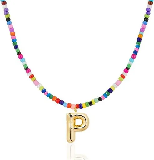 Colorful Initial Necklaces Graduation Gifts for Girls Kids Teens, 6-18 Year Old Girl Birthday Gift Teen Girl Gifts Trendy Stuff Gold Bubble Letter Pendent Necklace Jewelry（P)